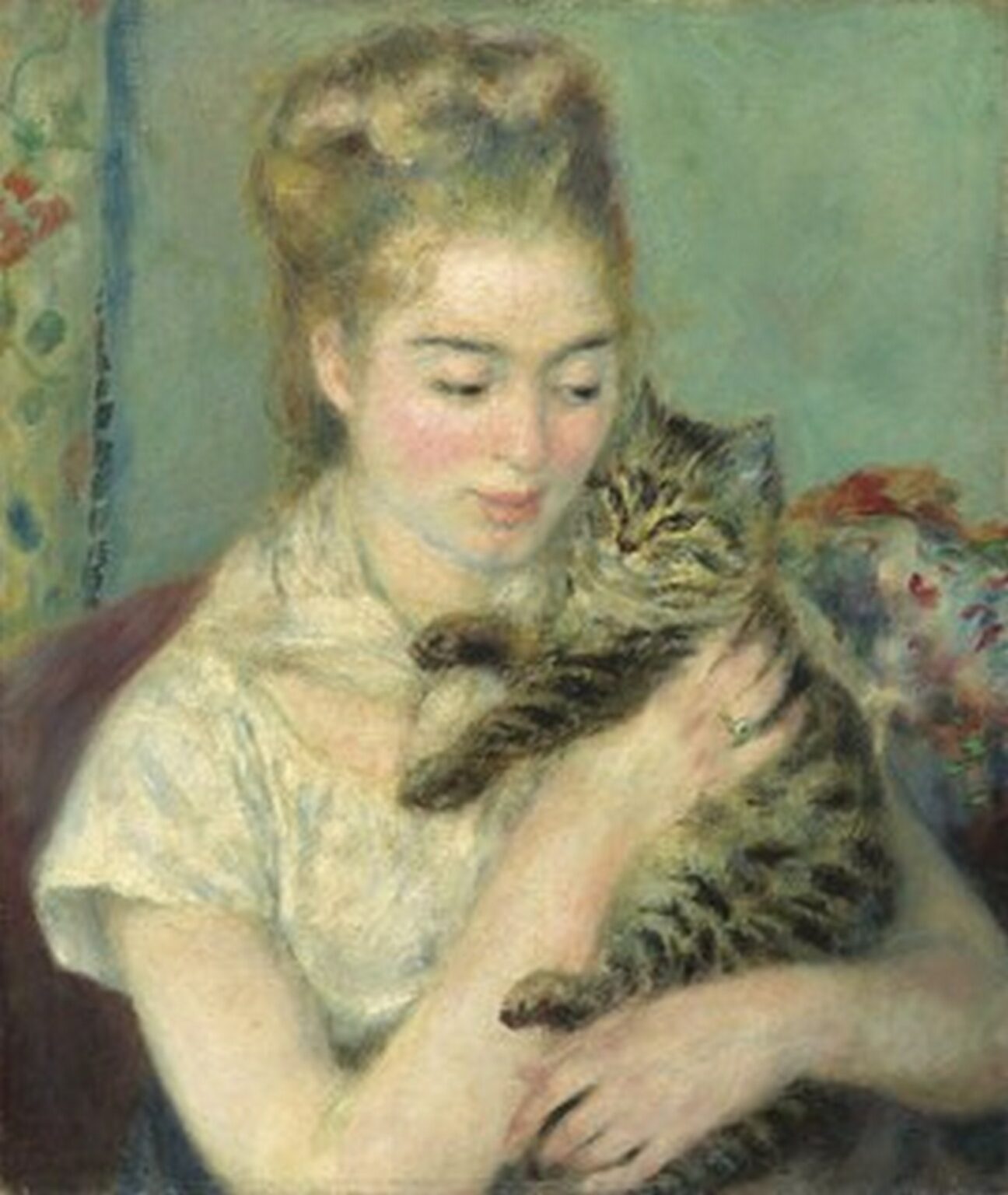 Renoir Woman with a Cat (c. 1875)