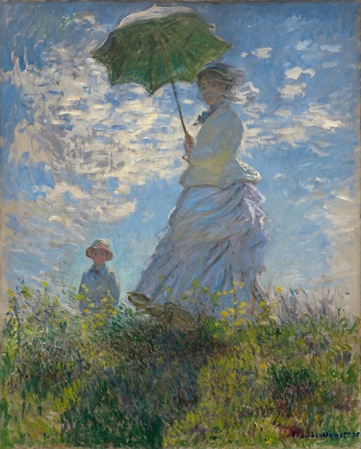 Monet Woman with a Parasol - Madame Monet and Her Son (Camille and Jean Monet) (1875)