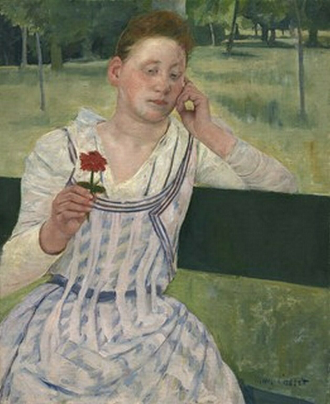 Cassatt Woman with a Red Zinnia (1891)