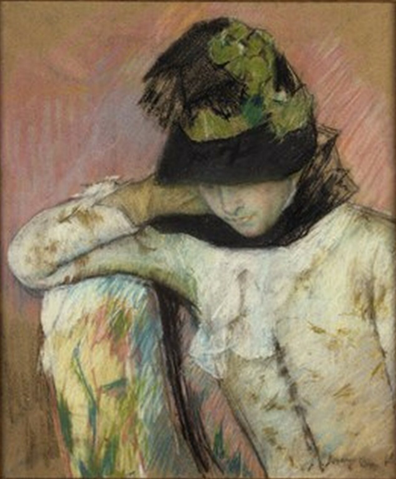 Cassatt Young Woman in a Black and Green Bonnet (1890)