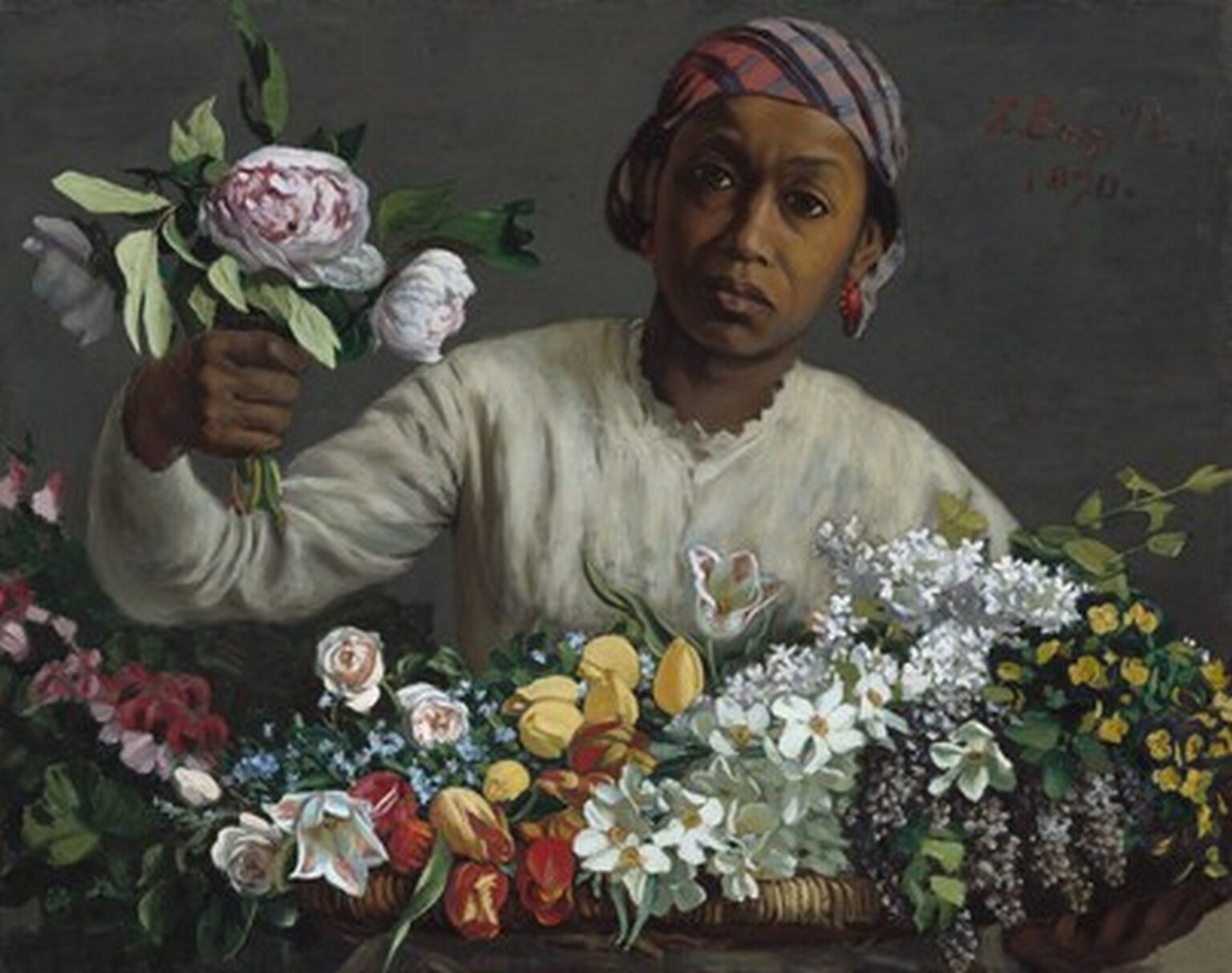 Bazille Young Woman with Peonies (1870)