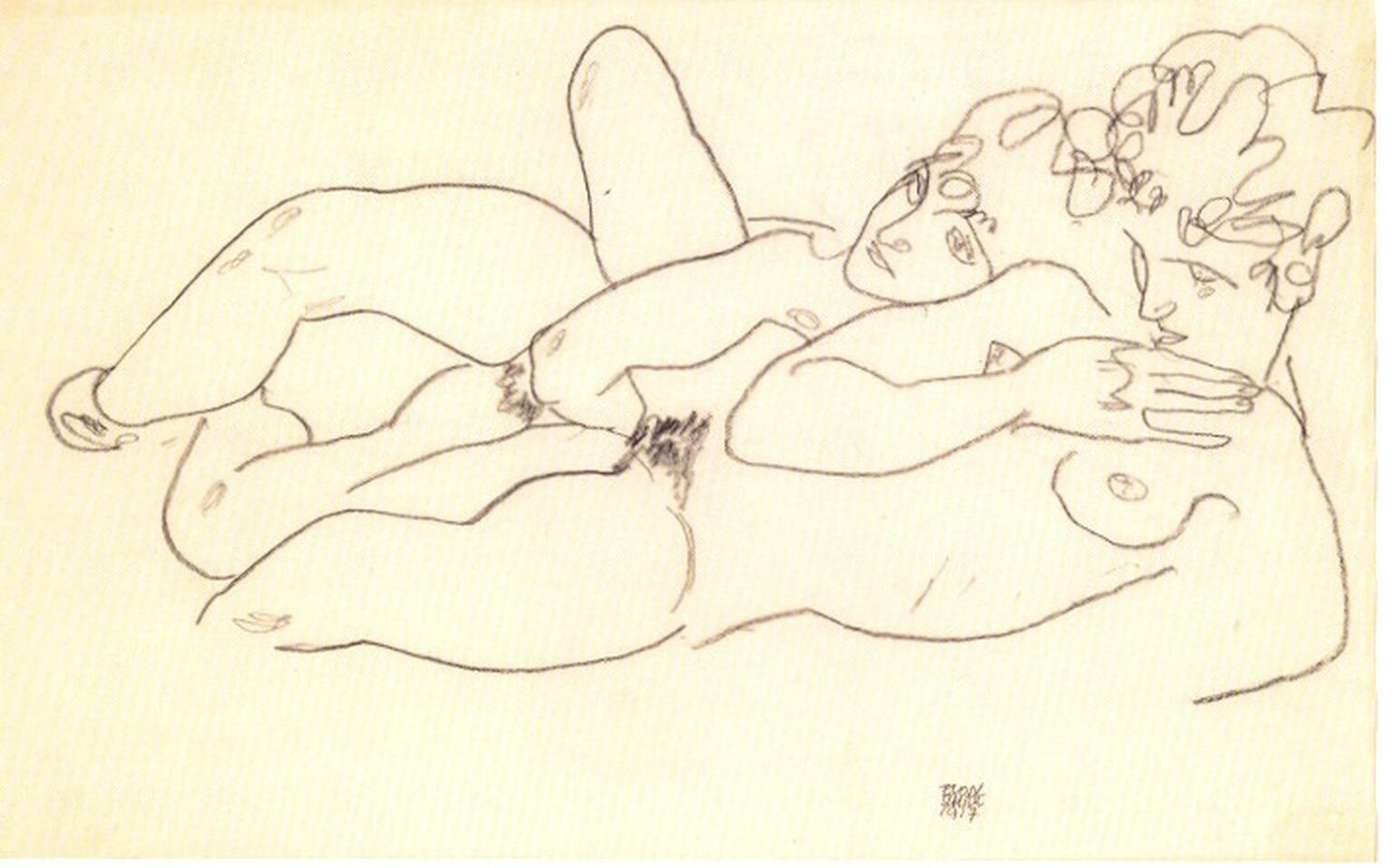 Schiele Zwei liegende Akte (1917)