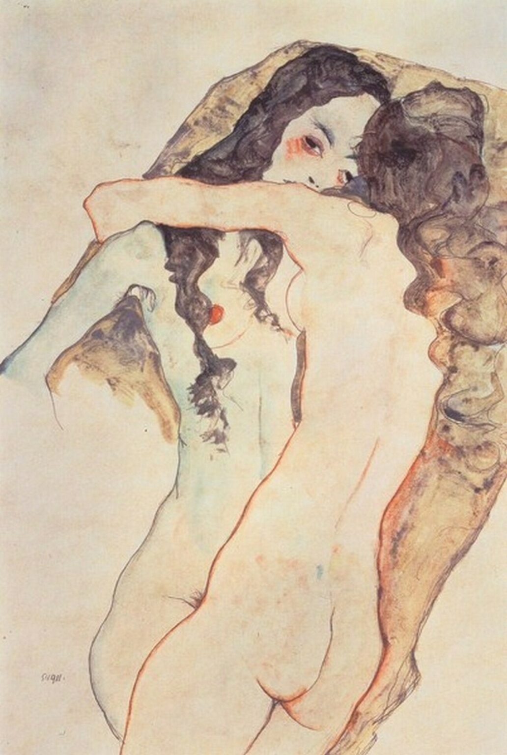 Schiele Zwei sich umarmende Frauen (1911)