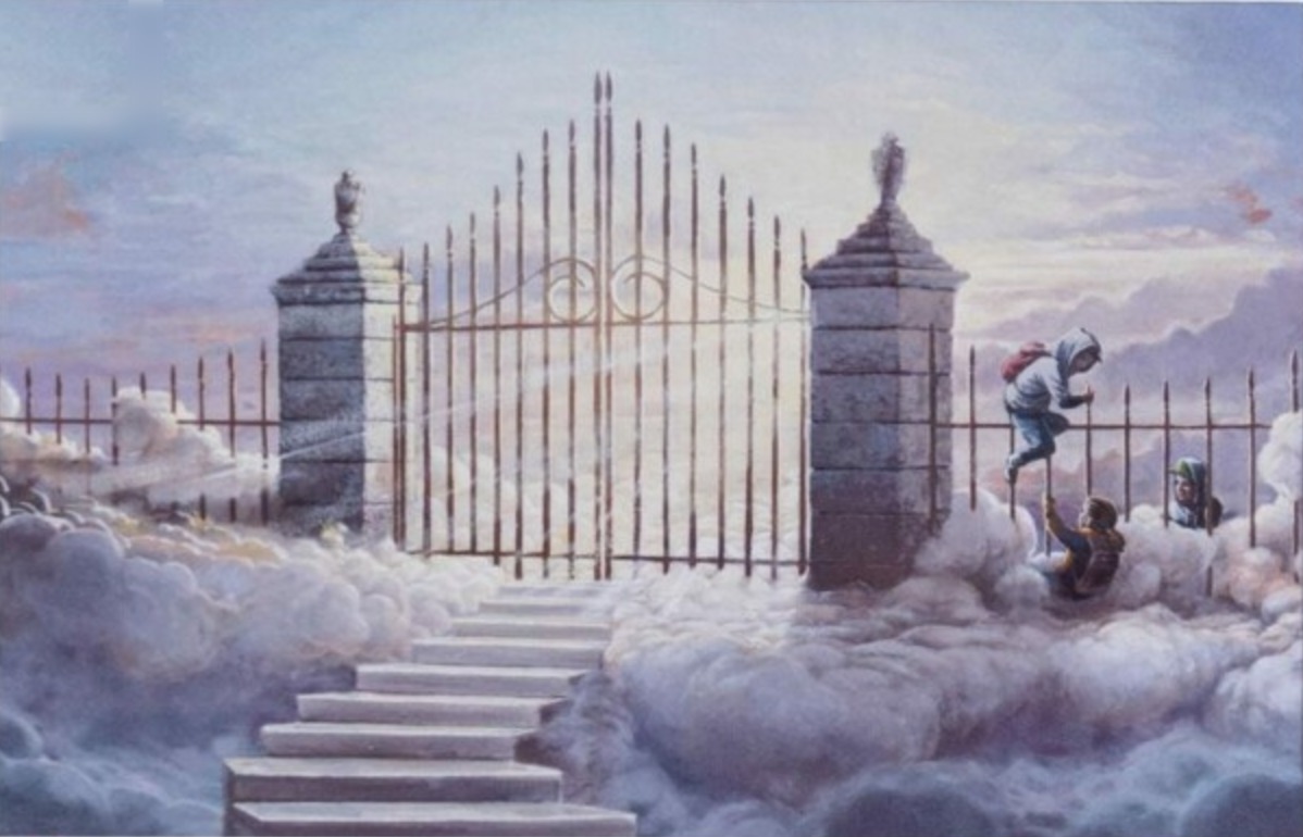 Banksy Boys climbing Heaven's Gate