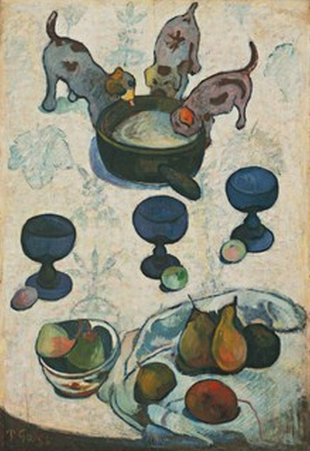 Gauguin Nature morte avec trois petits chiens (1888)