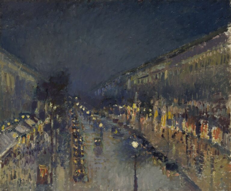 Pissarro The boulevard Montmartre at night
